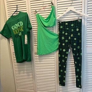 Unisex Green St. Patrick's Day T-Shirt (M)Outfit Set 3 Dress (M) Pant ( S)